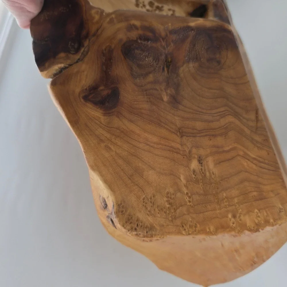Live Edge Burl Wood Rustic Bowl Handcrafted Organic Turned Wood Art Signed JK